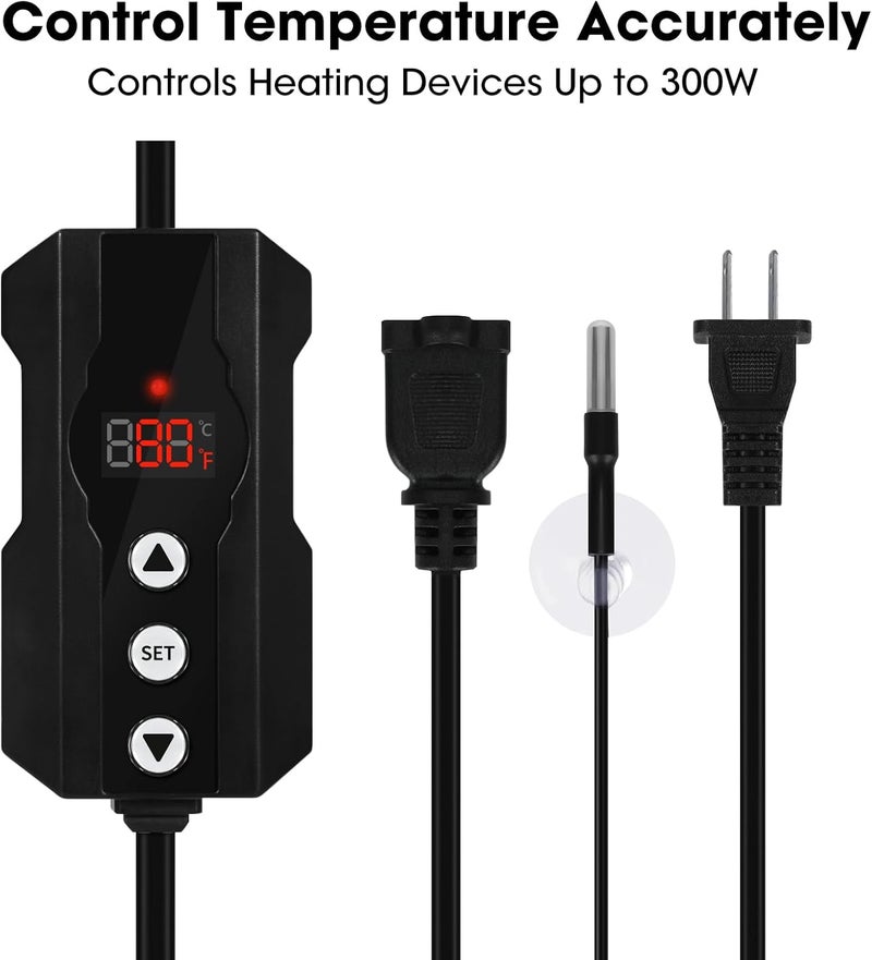 GeeKoit Reptile Dimming Thermostat, Temperature Controller, 300W, Extend Bulb Life, Ideal for Use with Heat Lamp, Digital Thermostat for Reptiles Tank, Designed Specifically for Light-Emitting Heater - Image 5